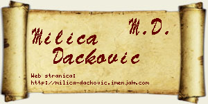 Milica Dačković vizit kartica